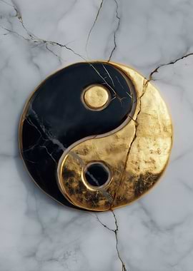 Yin Yang Symbol with Gold