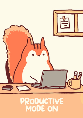 Productive Squirrel Cartoon