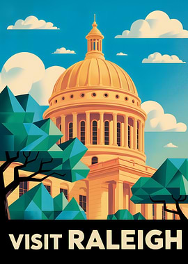 Visit Raleigh Travel Poster