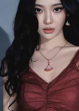 Woman with Jewelry and Red Dress