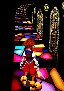 Sora in Stained Glass Hallway