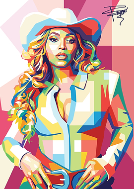 Beyonce Cowboy Pop Art Portrait