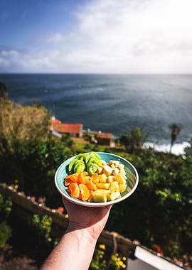 Fruit bowl with ocean view