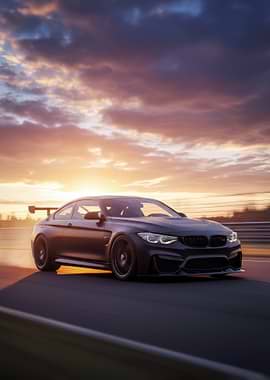 BMW M4 on Track at Sunset poster