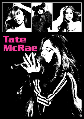Tate McRae Black and White Portrait
