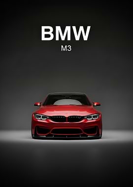 Red BMW M3 Front poster