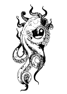 Monochrome Octopus Illustration