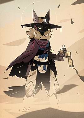 Anthropomorphic Fox Gunslinger in Desert