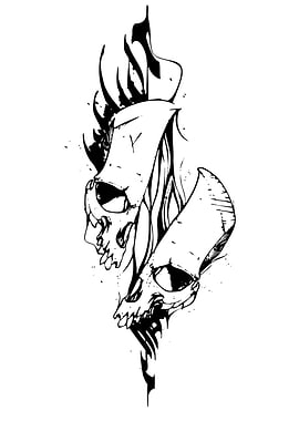 Skull Masks Black and White Art