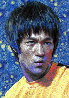 Bruce Lee Starry Night Painting