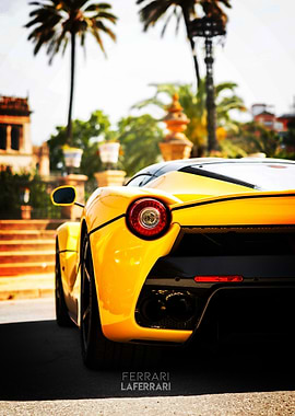 Yellow Ferrari LaFerrari Poster
