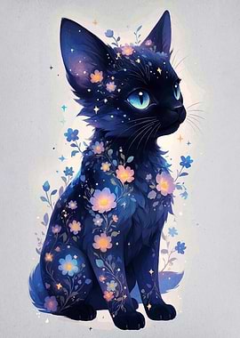 Floral Galaxy Cat