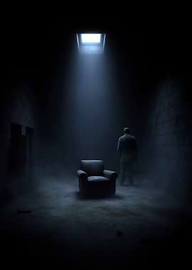Dark Room with Chair and Figure