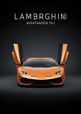 Lamborghini Aventador SVJ Orange poster