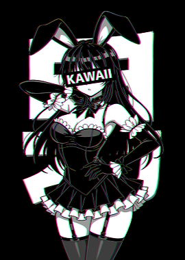 Anime Bunny Girl Kawaii Glitch Art
