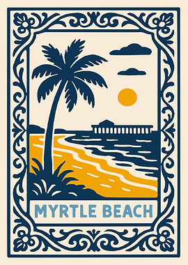 Myrtle Beach Vintage Travel Poster