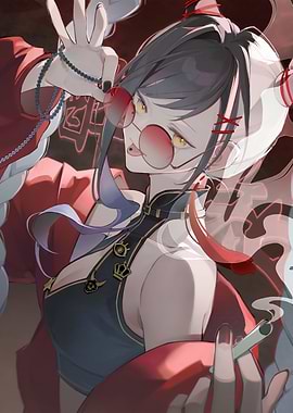 Stylish Anime Girl with Cigarette