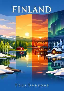 Finland: Four Seasons Travel Poster