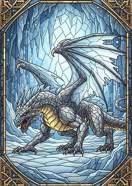 Ice Dragon in Frozen Cave