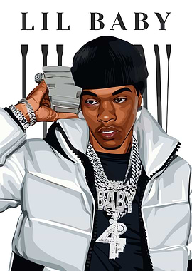 Lil Baby Portrait with Money