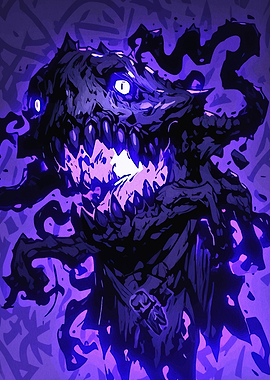 Purple Monster with Glowing Eyes
