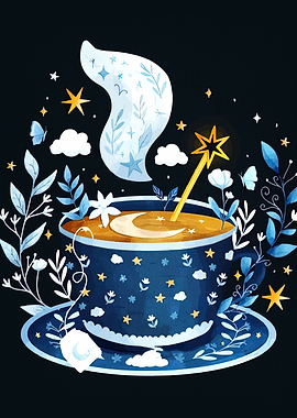 Magical Tea Cup Illustration