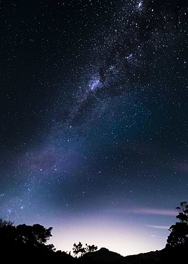 Milky Way over Silhouetted Landscape