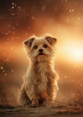 Cute Dog Portrait in Golden Light