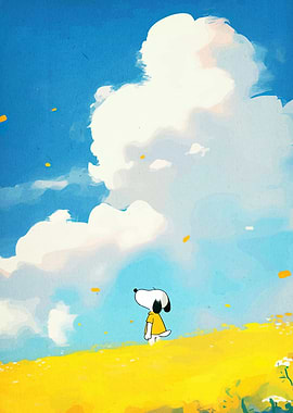 Snoopy in a Field of Flowers