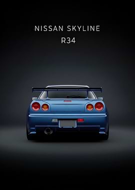 Nissan Skyline R34 Rear poster