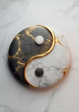 Yin Yang Marble and Gold