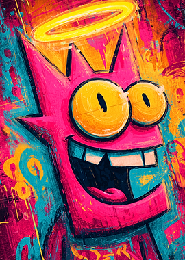 Cartoon Angelic Pink Creature Illustration