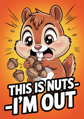 This is Nuts Cartoon Squirrel with Acorns