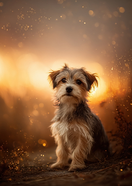 Schnauzer Dog At Golden Hour