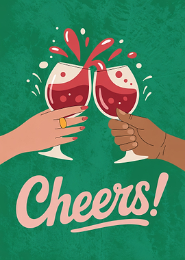 Cheers! Wine Toast Celebration Illustration
