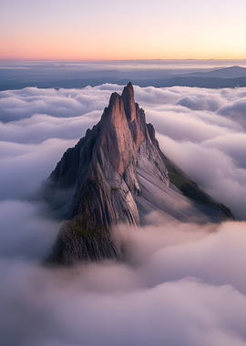 Mountain Peak Emerging from Clouds
