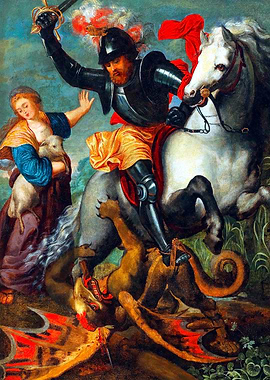 Saint George Slaying the Dragon Painting