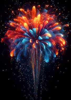 Vibrant Fireworks Display on Black Background