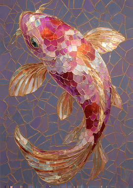Koi Fish Mosaic Art