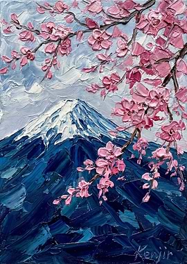 Mount Fuji and Cherry Blossoms Painting