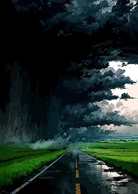 Stormy Road Landscape