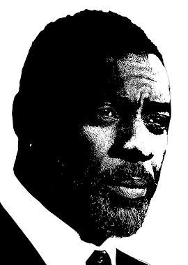 Idris Elba Black and White Portrait