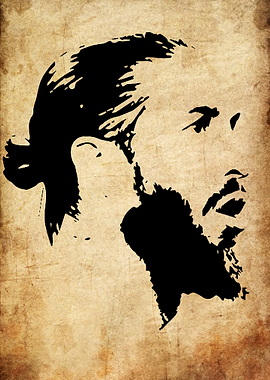 Black Silhouette Portrait on Parchment