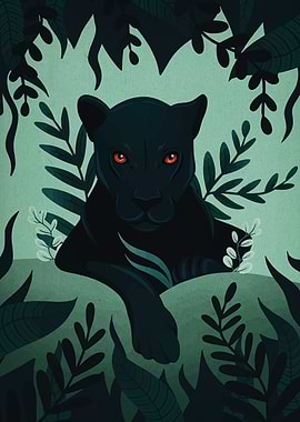 Black Panther in Jungle Illustration