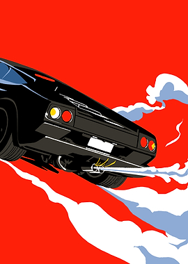 Black Car with Exhaust Smoke