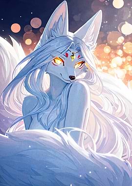 Elegant Nine-Tailed Fox Spirit Portrait