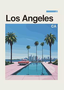 Vintage Travel Los Angeles California Cityscape