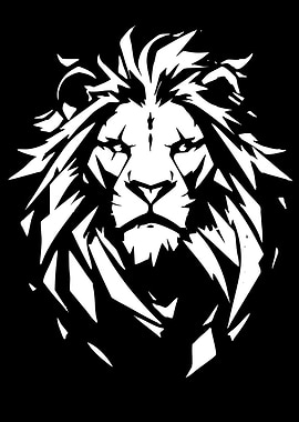 Lion Head Black and White Graphic