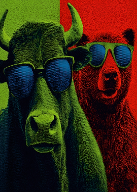 Bull and Bear with Sunglasses
