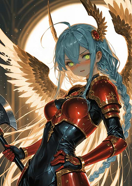 Anime Angel Warrior with Axe